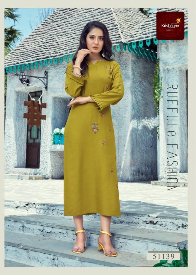 Krishriyaa Blush Ethnic Wear Viscose Rayon Designer Latest Kurti Collection